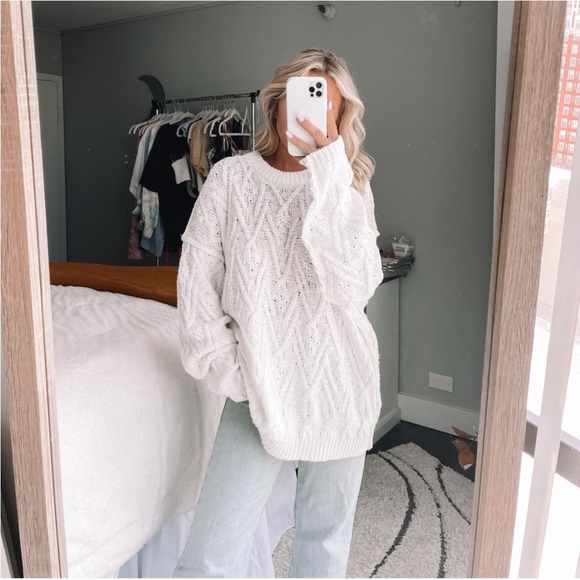 FREE PEOPLE White Isla Sweater L - Picture 2 of 7